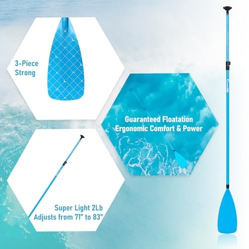 Paddle Board Paddle Effortless Adjustment & Transport Sup Paddle 3 210 Blue
