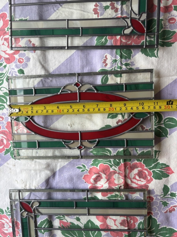 3 peace LARGE LEADED STAINED GLASS WINDOW set