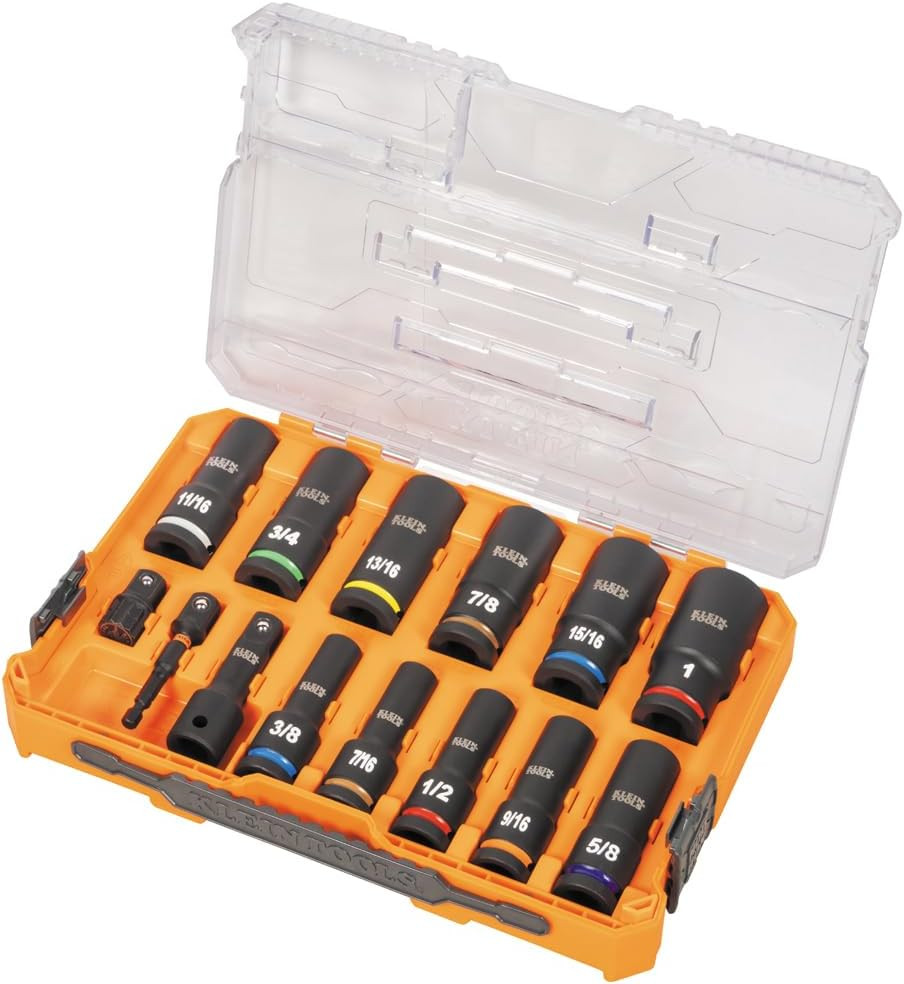 65111IMPCT KNECT Deep-Well Impact Socket Set, 1/2-Inch Drive, SAE, Color Coded,