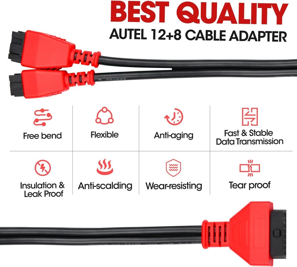Autel Original OBD2 Adapter for Chrysler 12+8 Programming Cable Black