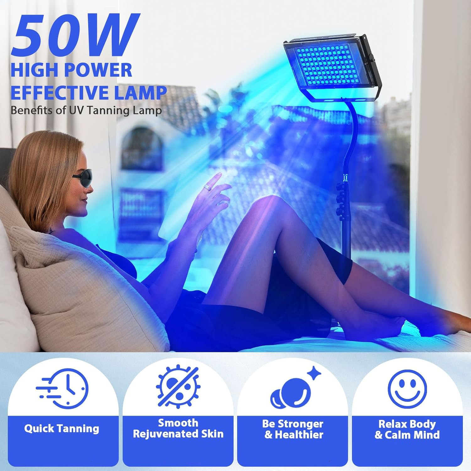UV Tanning Lamp Solarium Light Pro hysiotherapy Lamp Home 460 & 480 NM Tanning