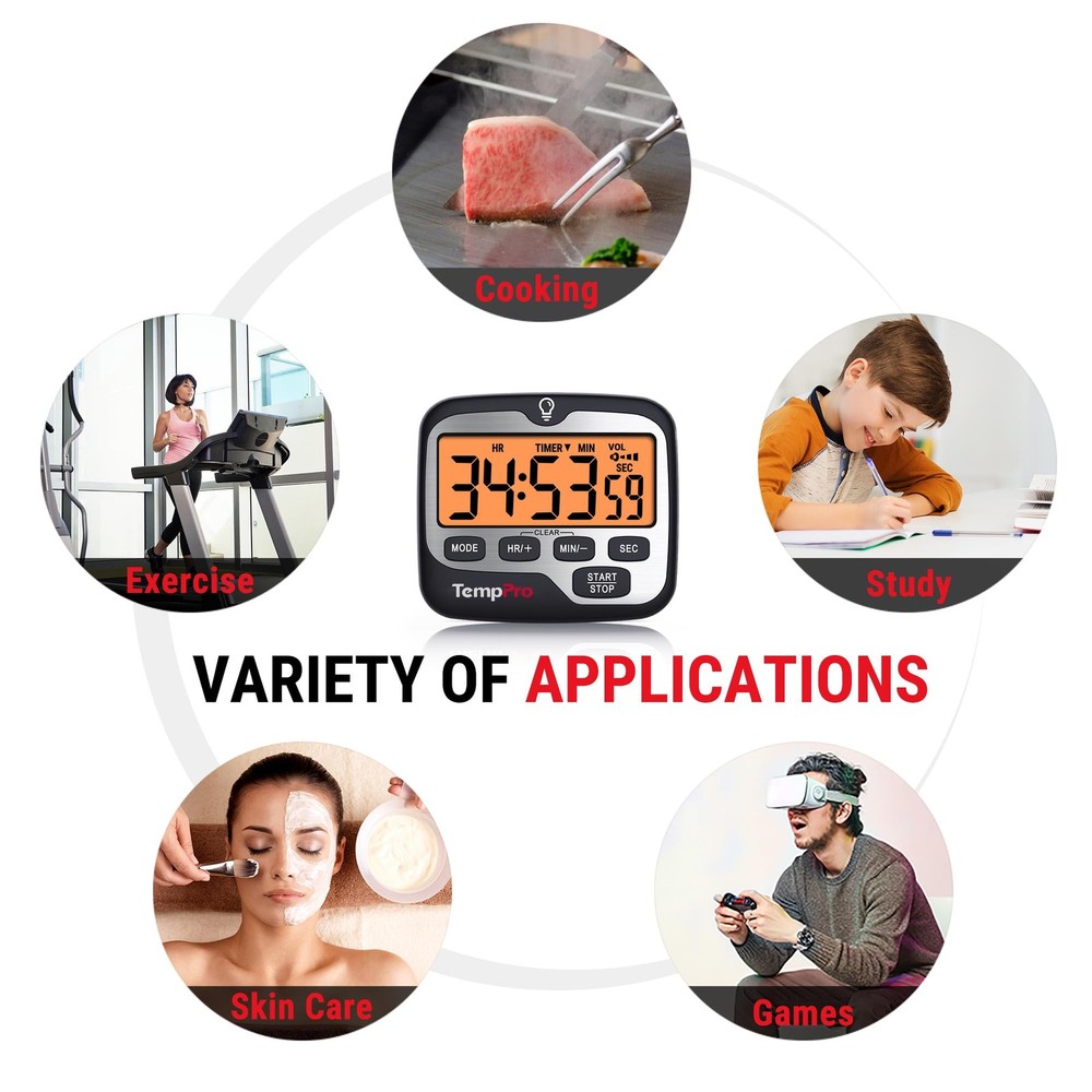 TM01 Kitchen Timers for Cooking with Count Up Countdown Timer Digital Timer for