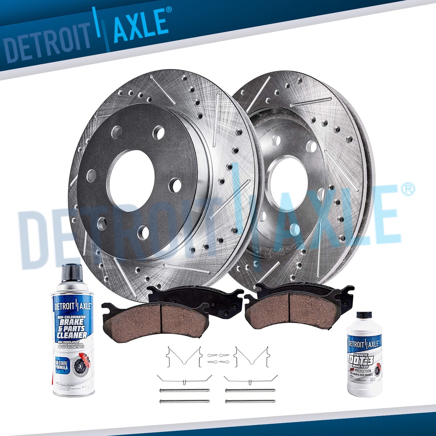 For 2003-2009 GX470 4Runner 338mm Front Drilled Slotted Rotors Ceramic Brake Pad