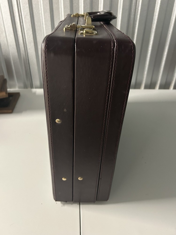 Heritage Burgundy Expandable Leather Attache Locking Combination Briefcase