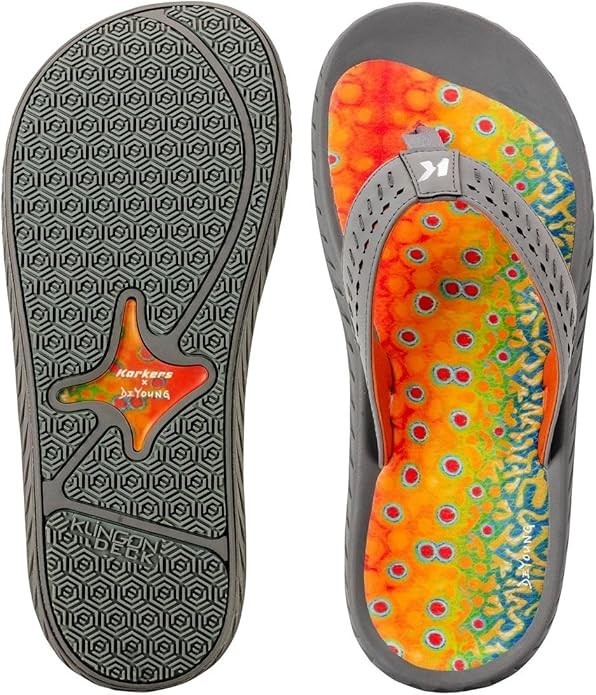 Korkers Fish Flip Brook Trout w/Fixed Kling-On Deck Soles, Grey, Size 14