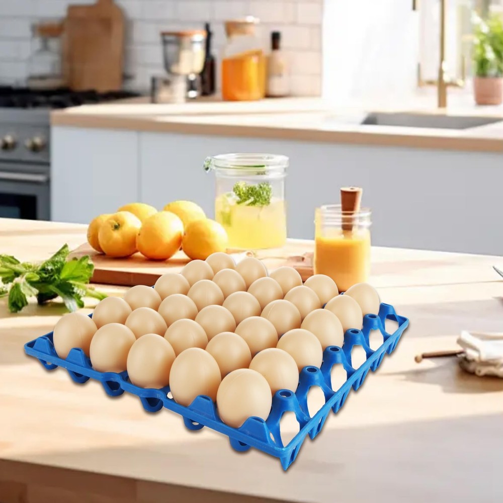 12PCS Plastic Egg Trays Egg Crates, Stackable Eggs Cartons Egg Flats, Each Ho...