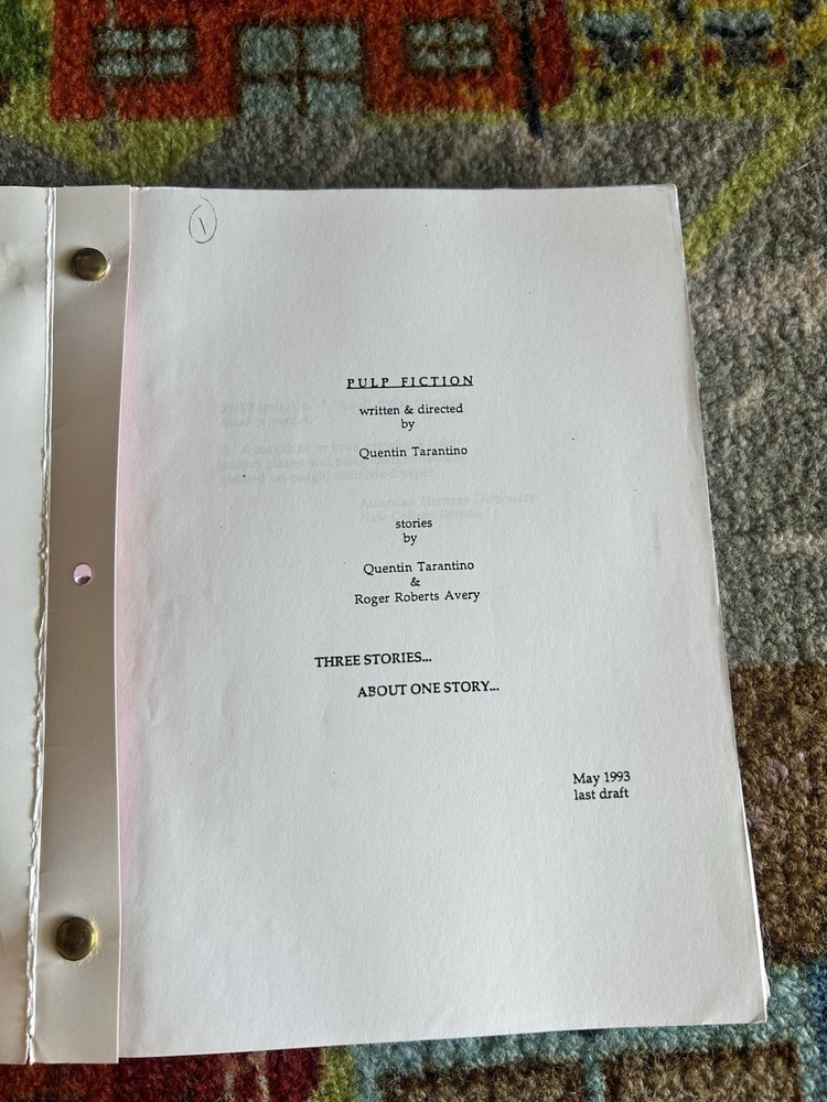 Pulp Fiction Produced Sample Last Draft 1993 Quentin Tarantino Script
