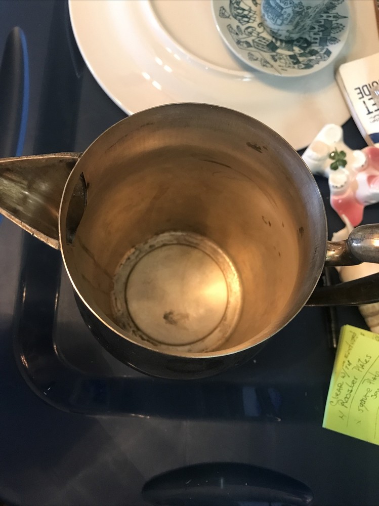 Vintage H S Silver On Copper Water Pitcher