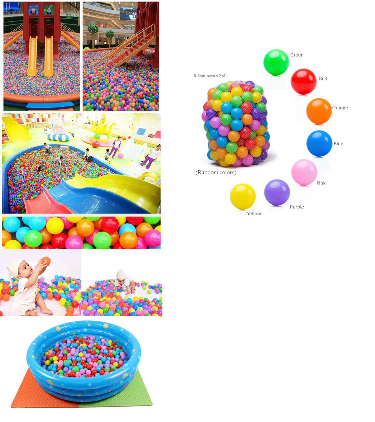 100-500PCS Baby Kids Ocean Ball Pit Balls Play Balls for Swim Pool Playpen Toys