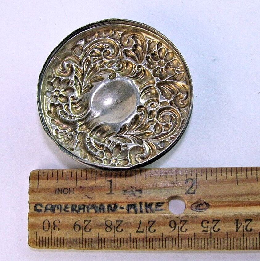 Antique Sterling Silver Repousse Jar Container Lid