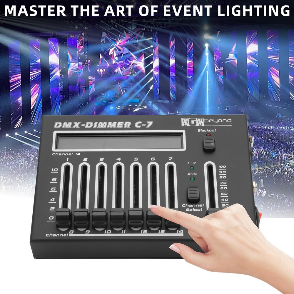 ygybeyond DMX512 Controller 14-Channel Mini Lighting Console, Portable DJ Light