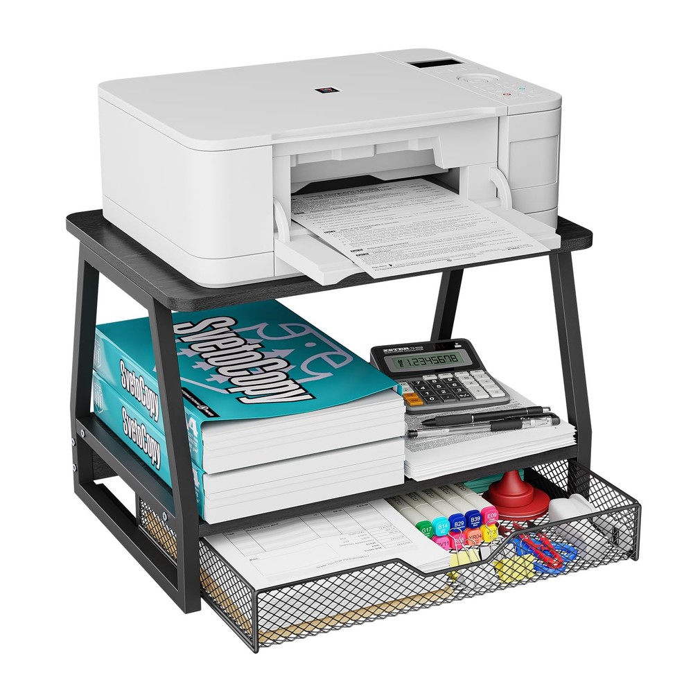 2-Tier Printer Stand with Storage, Desktop Organizer for Printer , Desk Shelf...