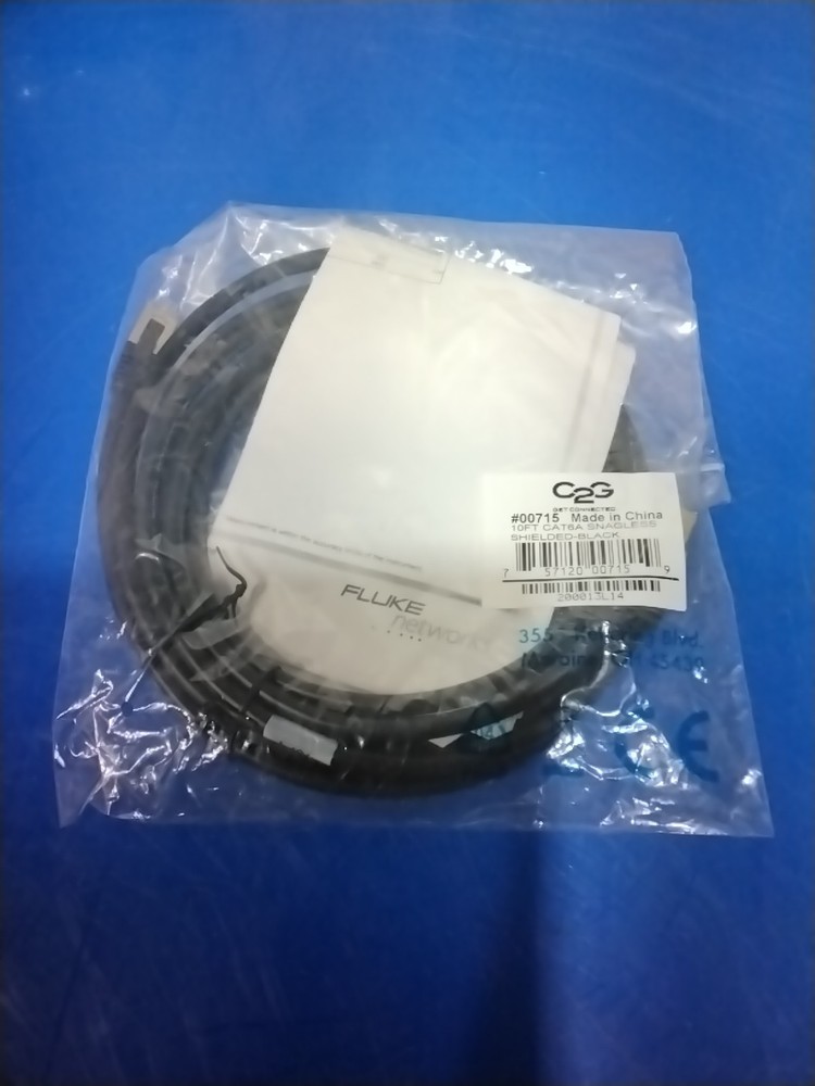 C2G 00715 10ft Cat6A Snagless Shielded Black Ethernet Network Patch Cable