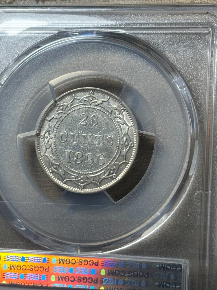 Newfoundland 20 Cent 1896 Large 96 PCGS Graded AU53