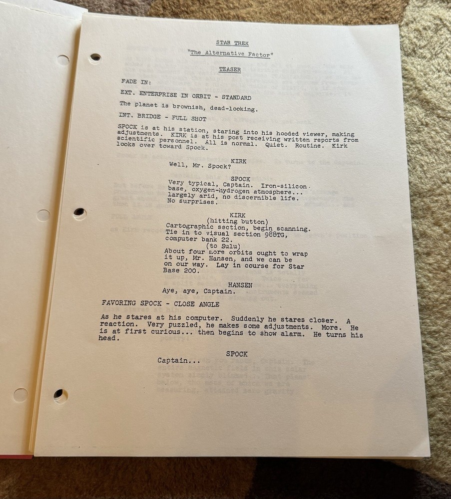 Star Trek TOS Script "The Alternative Factor" Final Script Prod #6149-20