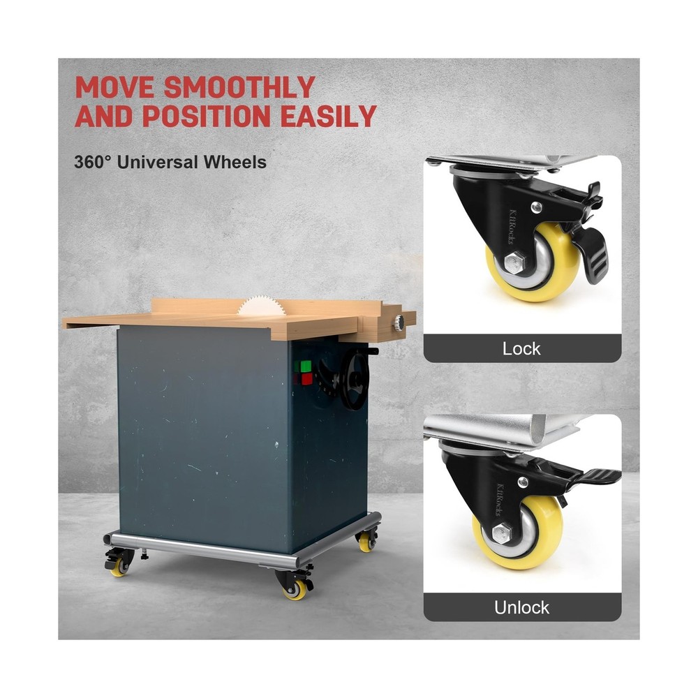 AUH Universal Rolling Mobile Base,Heavy Duty Adjustable Mobile Power Tool Bas...