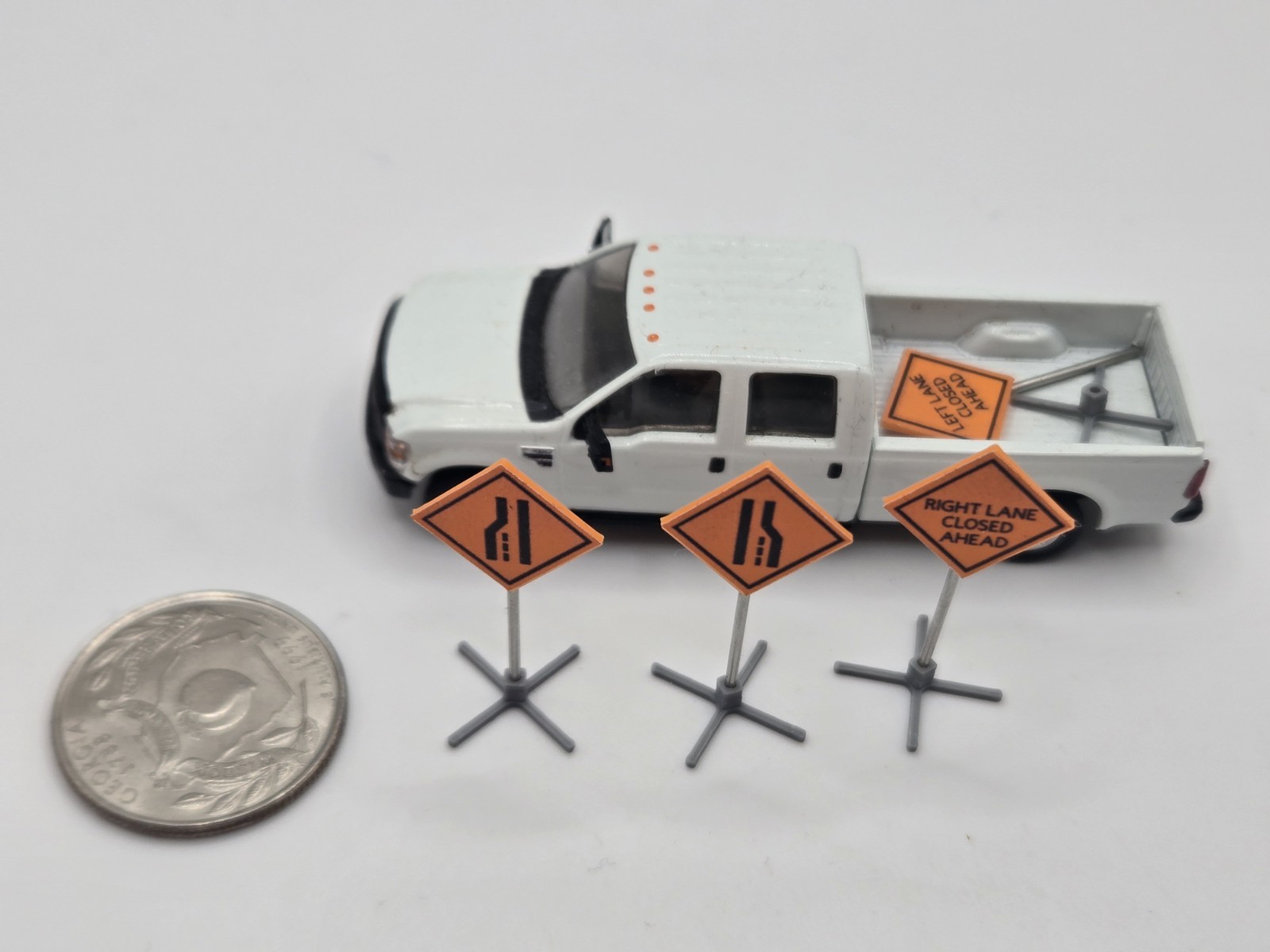 1/87 Scale Caution Lane Closed Signs *Set of 4*