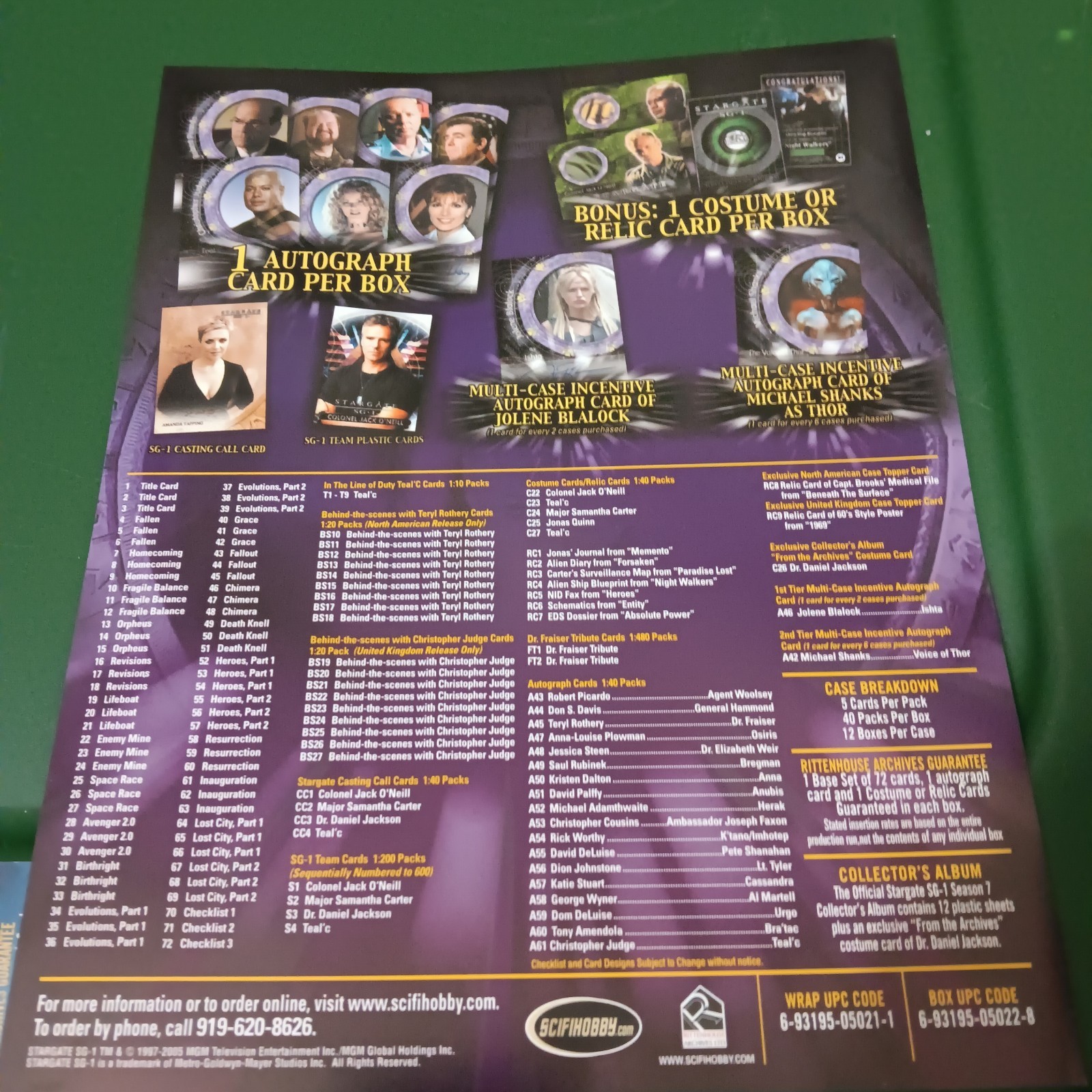 Stargate SG1 Promi Card Set Lot Of 5