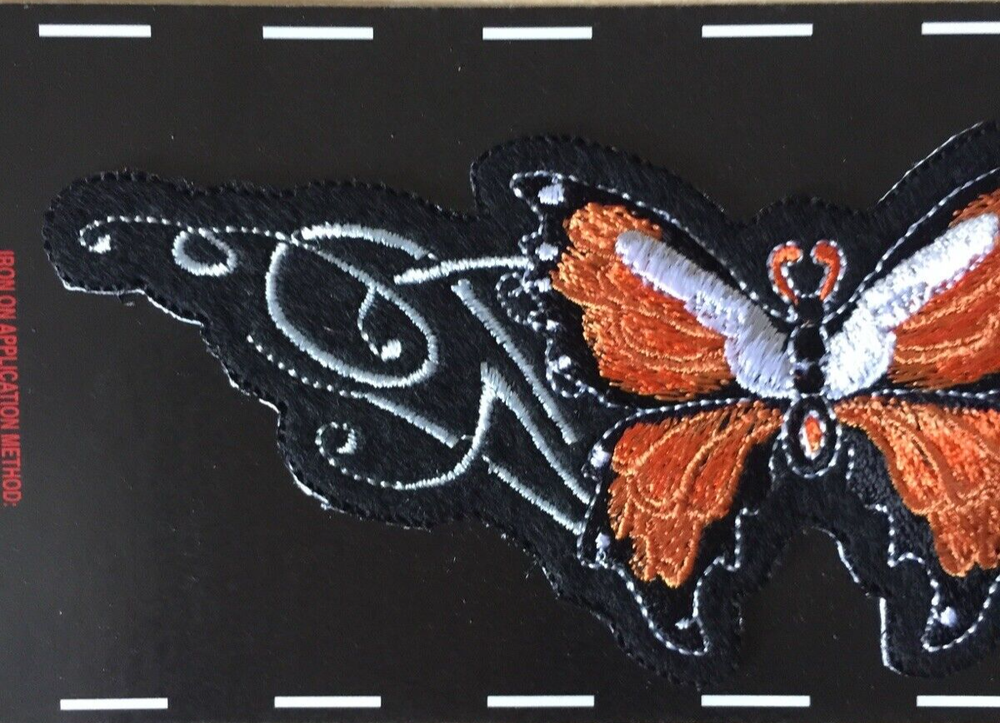 Lethal Threat Embroidered Patch Orange Butterfly Iron / Sew On Biker ST31029