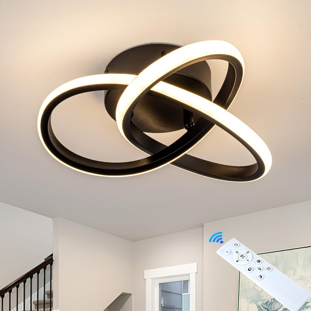 10 Inch Modern Ceiling Light, 24W LED Dimmable Ceiling Light with Remote Cont...