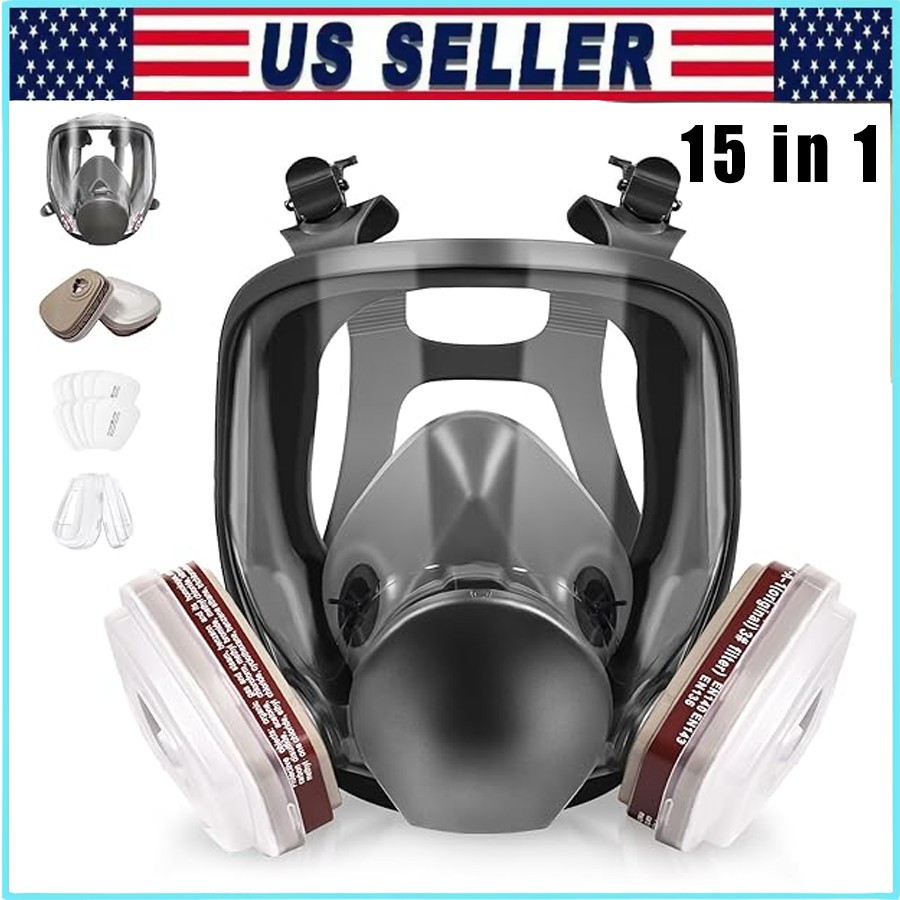 Professional Full Face Respirator Mask With Safety Goggles 15-in-1
