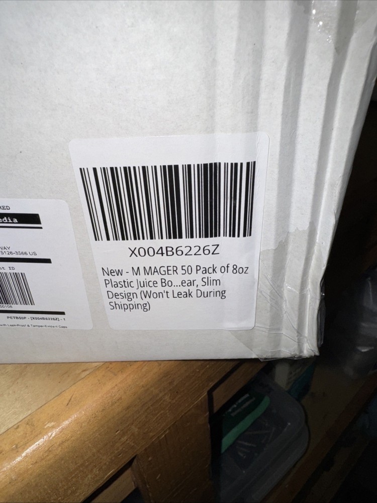 N 50 Pack - Empty Plastic Slim Juice Bottles with Tamper Evident Caps 8 Oz.