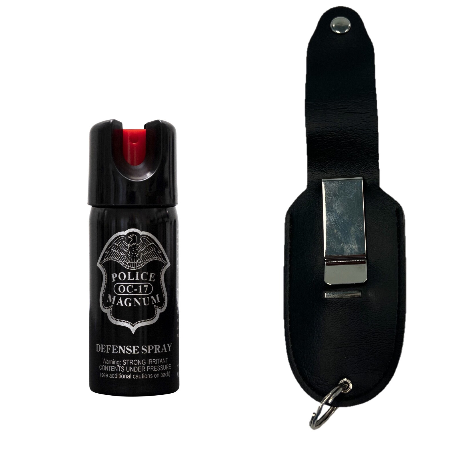 Police Magnum pepper spray 2oz Safety Lock Black Holster Belt Clip Security