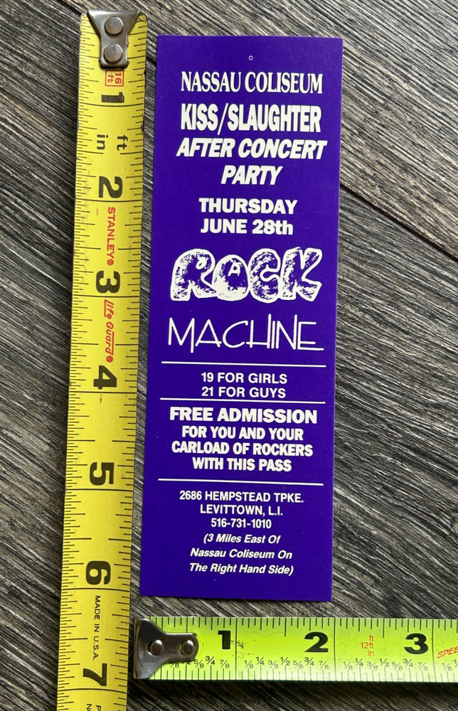 KISS Ticket Pass Hot In The Shade Tour Nassau Concert After Party Vintage Kiss