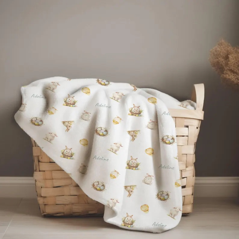 Personalized Easter Blanket Adorable Custom Kids Baby