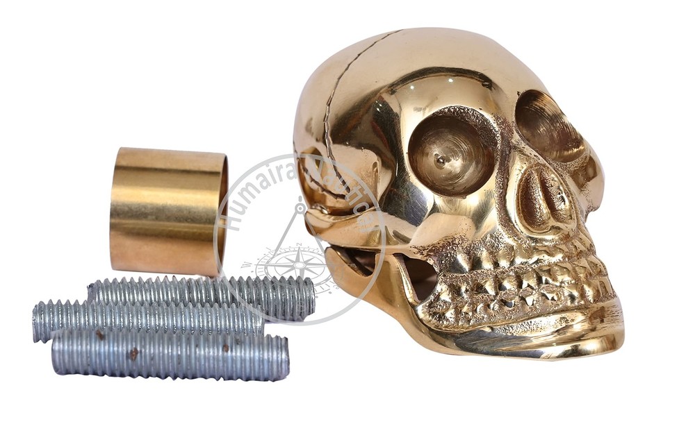 Designer Antique Solid Brass Skull Head Handle for Walking Stick Canes Shaft ...