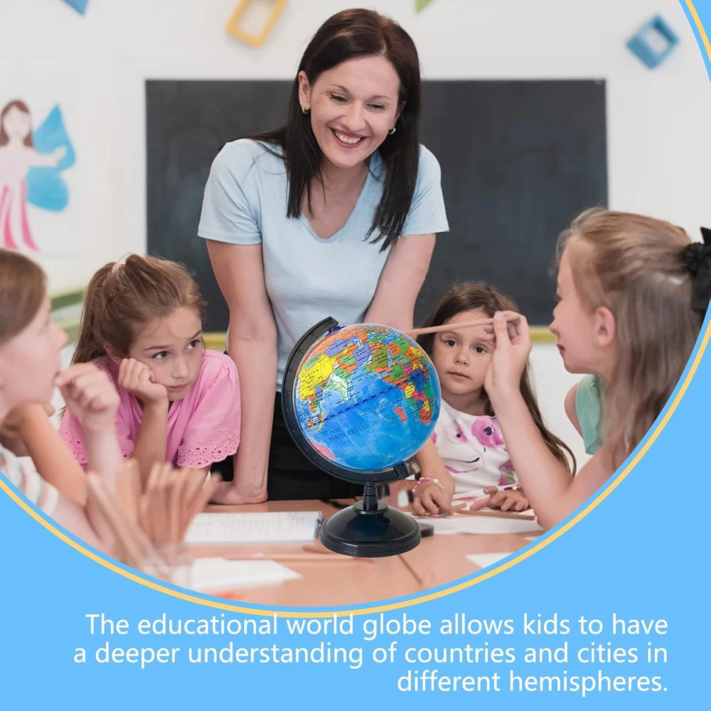 WORLD GLOBE EARTH Map Rotating Geography Ocean Classroom Learning Desktop 6