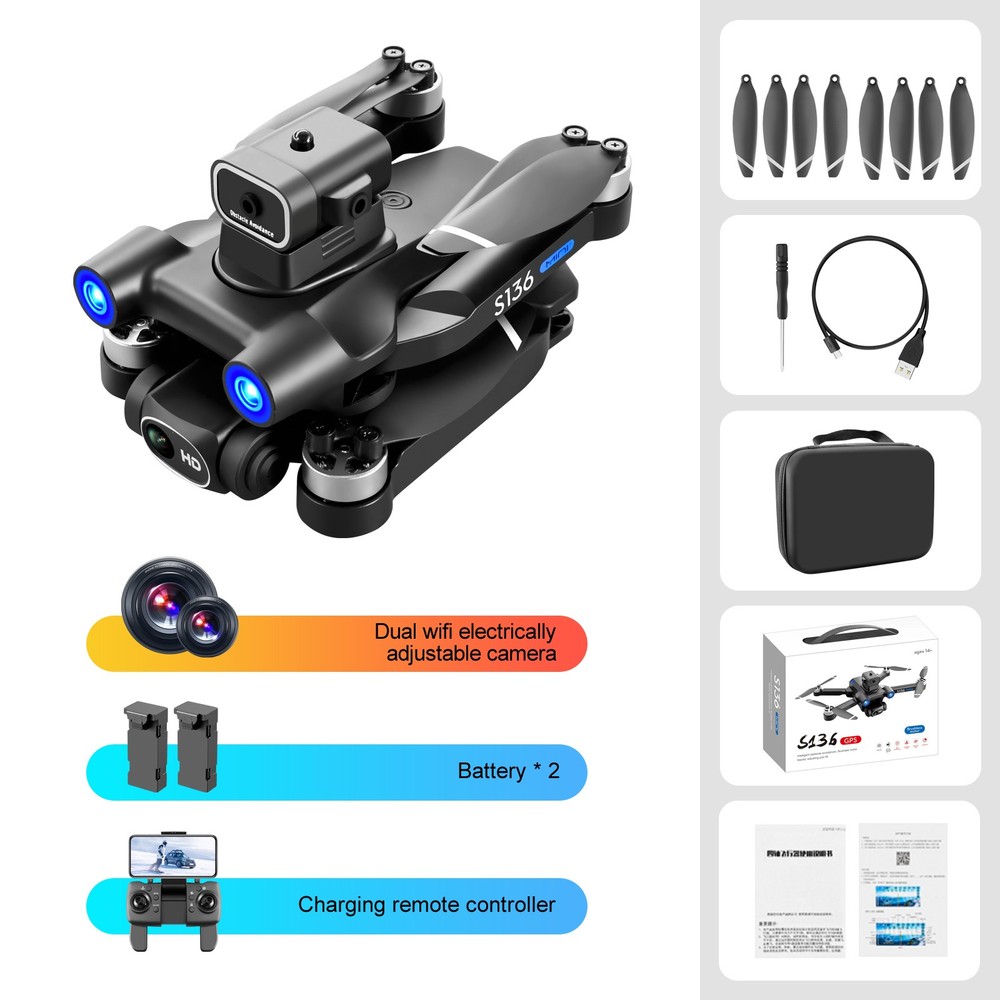S136 Drones Quadcopter GPS Drone HD Camera WiFi FPV Obstacle Avoidance 2battery