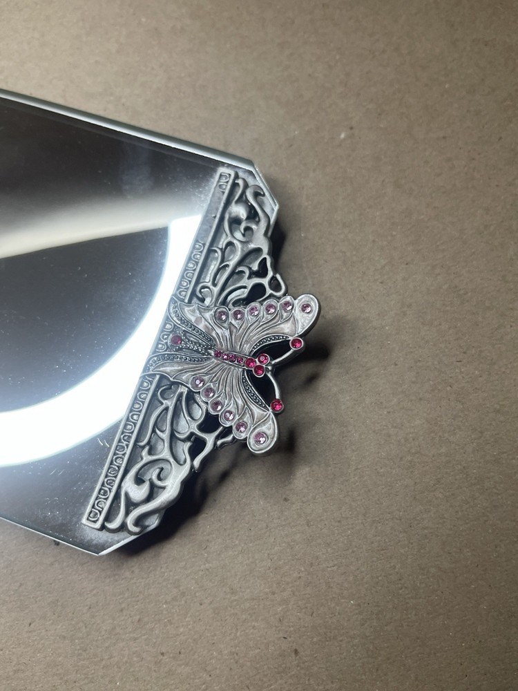 Vanity Mirror Silver Butterflys With Rinestone Art Deco Decor Rectangle 11”