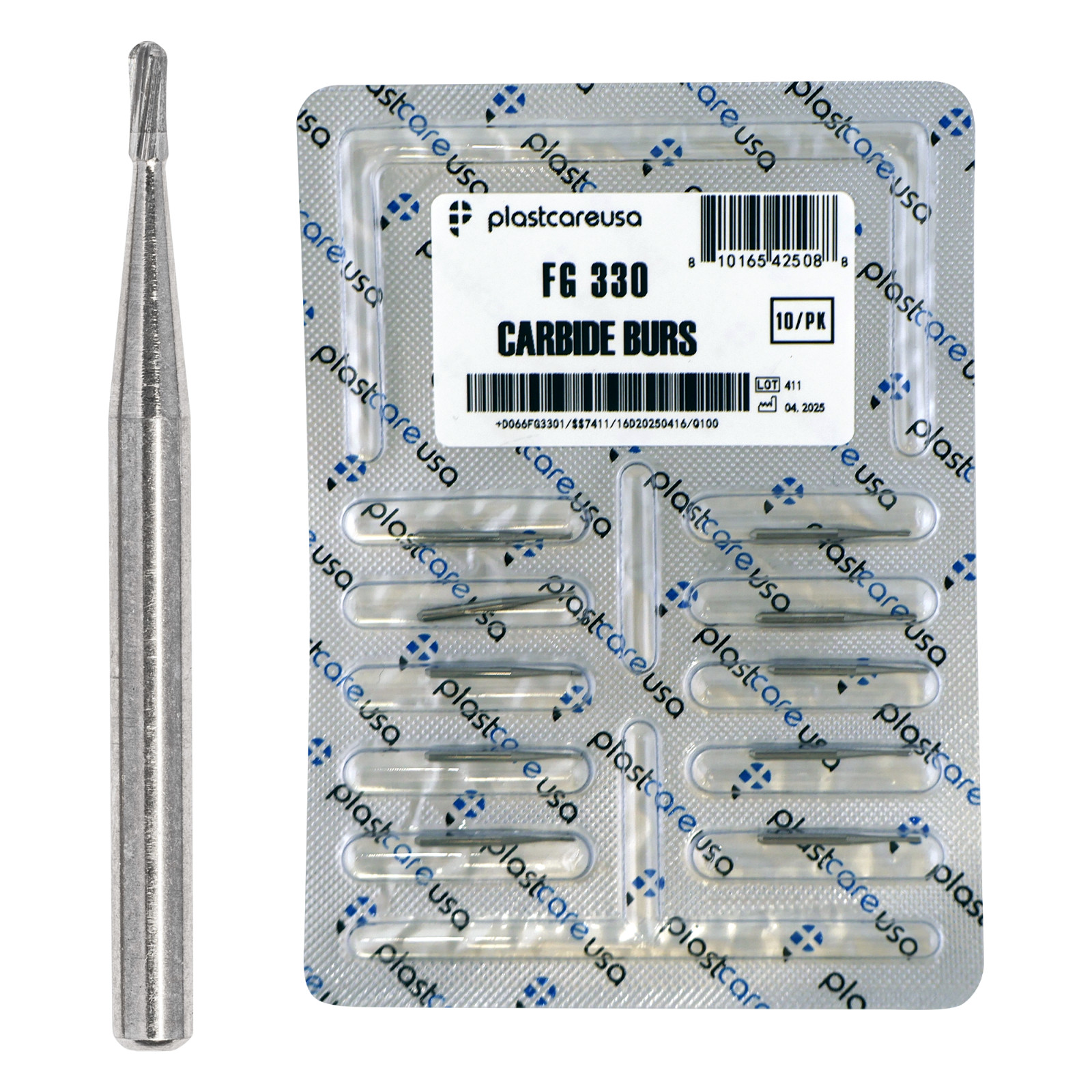 10 FG 330 Carbide Dental Burs High Speed Handpiece Friction Grip Drill Bits