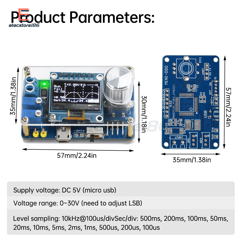 DIY Mini Digital Oscilloscope Electronic Kit STC Soldering Practice Project Kit