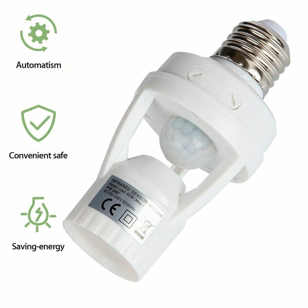 4pack E27 PIR Infrared Motion Sensor LED Light Lamp Bulb Holder Socket Switch US