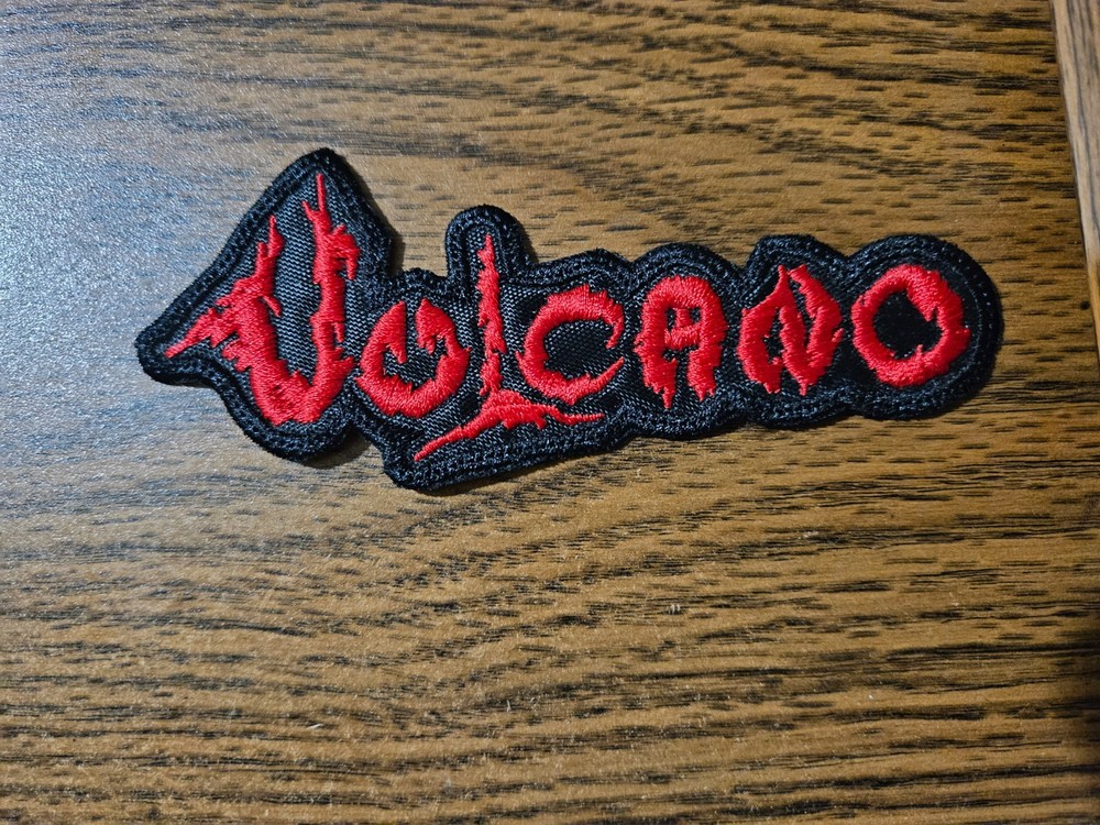 VOLCANO, SEW ON RED EMBROIDERED PATCH
