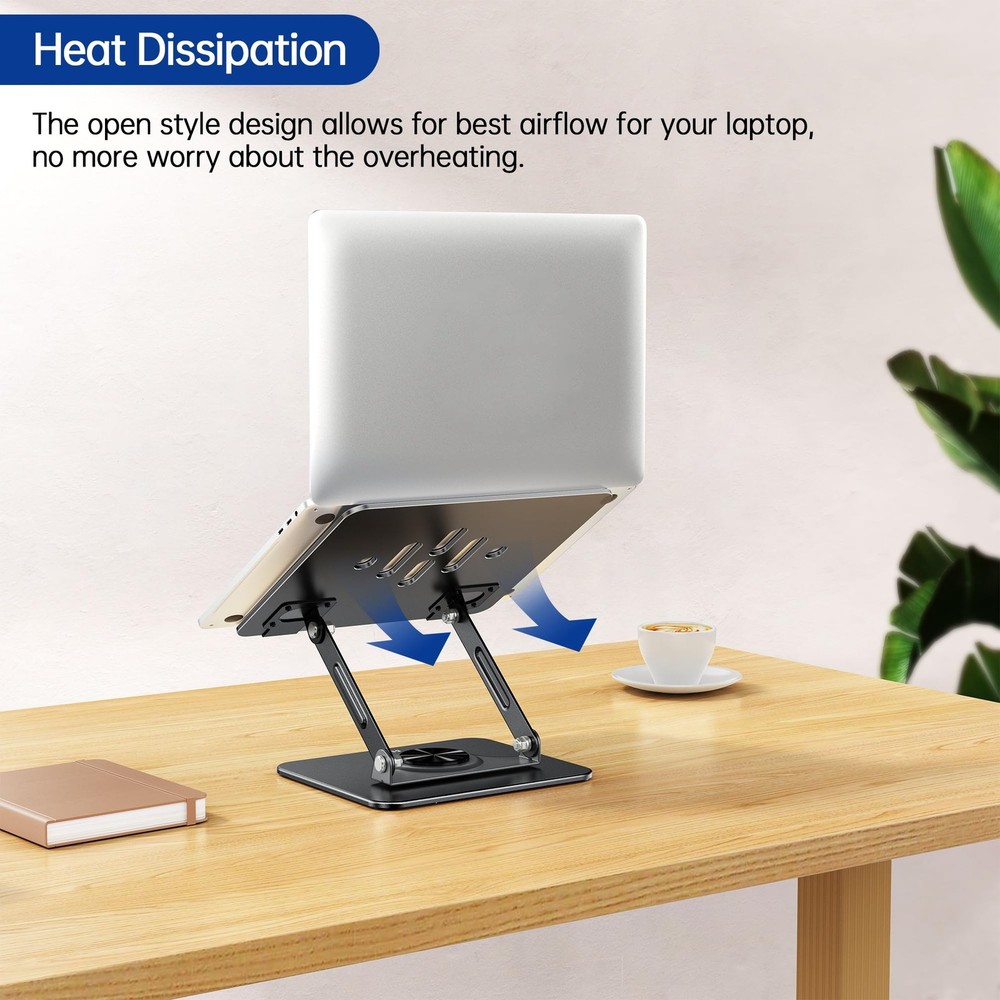 LS11 Laptop Stand with 360° Rotating Base, Ergonomic Adjustable Notebook Rise...