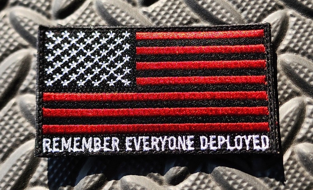 Remember Everyone Deployed American Flag Morale Patch - RED - USA /Patriot