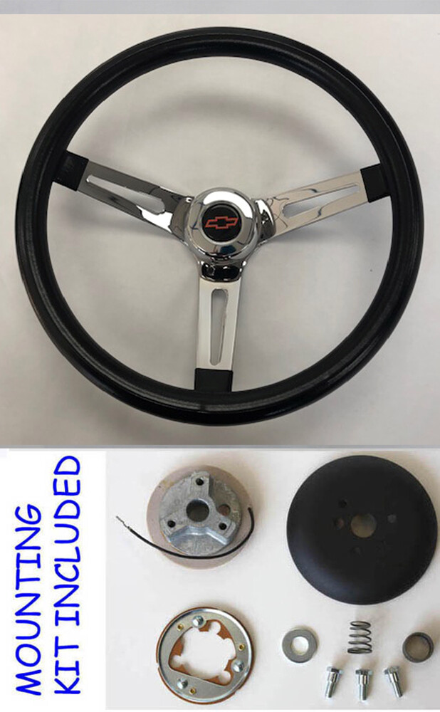 Chevy Truck C / K Blazer Black Chrome Spokes Steering Wheel 13 1/2" Red/Black