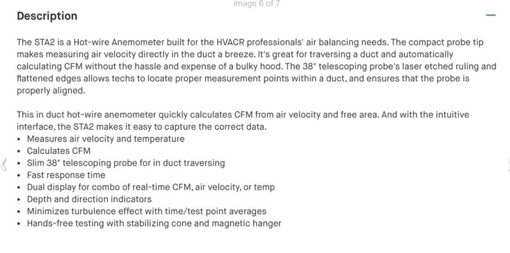 Fieldpiece In-Duct Hotwire Anemometer - Used