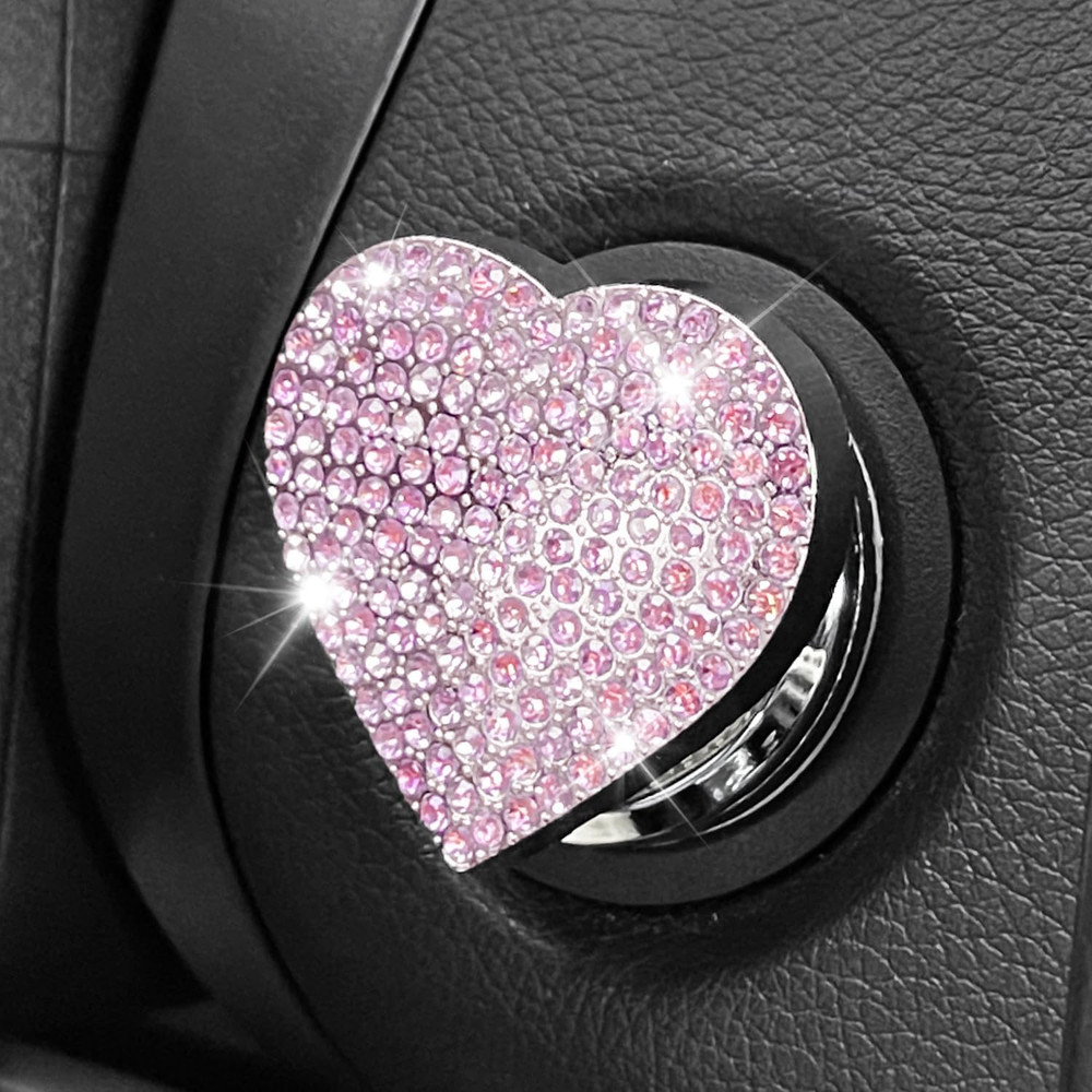 Heart Shape Car Engine Start Button Cover, Sparkly Rhinestone Ignition Button De