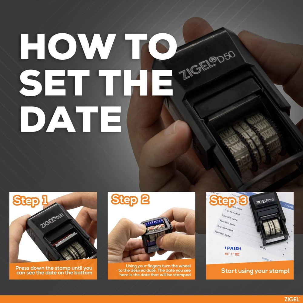 D50 Date Stamp with Received - Self Inking Date Stamp - Red