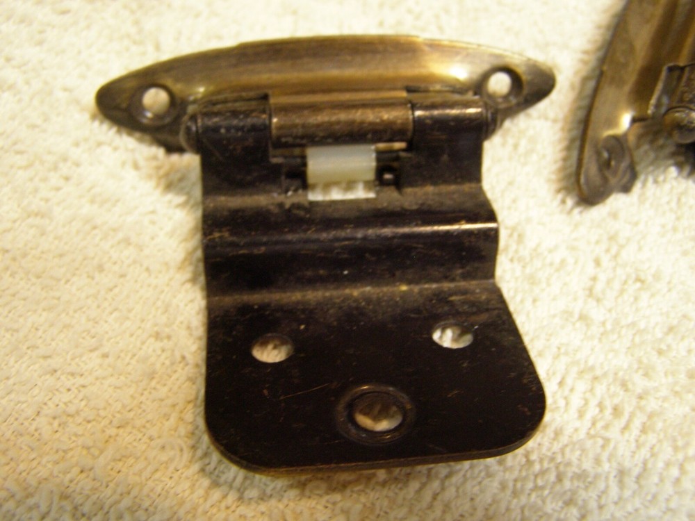 2) 3/8" Offset Hinges Burnished Brass w/ Black Finish Self Closing Spring Load