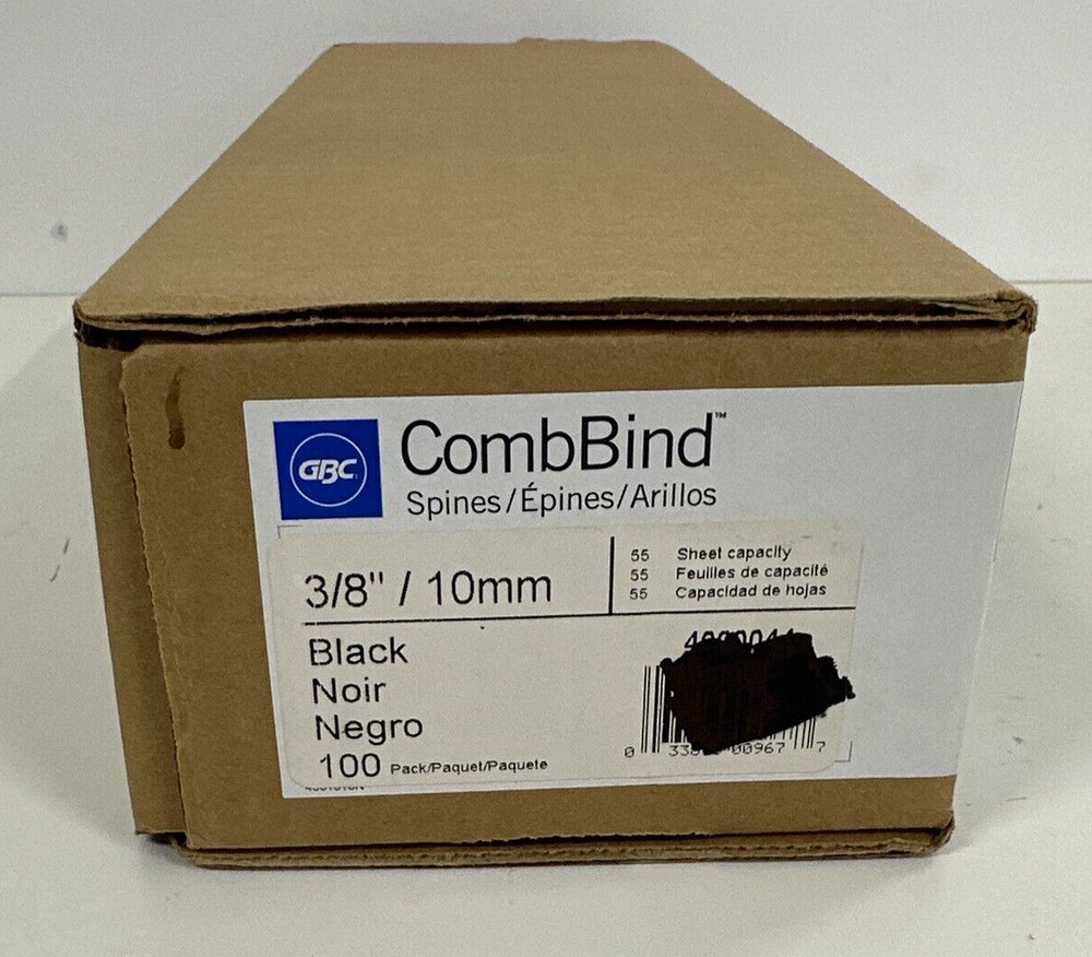 GBC CombBind Binding Spines, 3/8", Black, 100 Pack