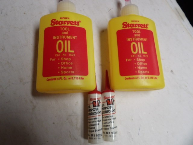 (2)- STARRETT  4 oz Tool & Instrument Oils.  & (2)-1/4oz M1 Oil   new