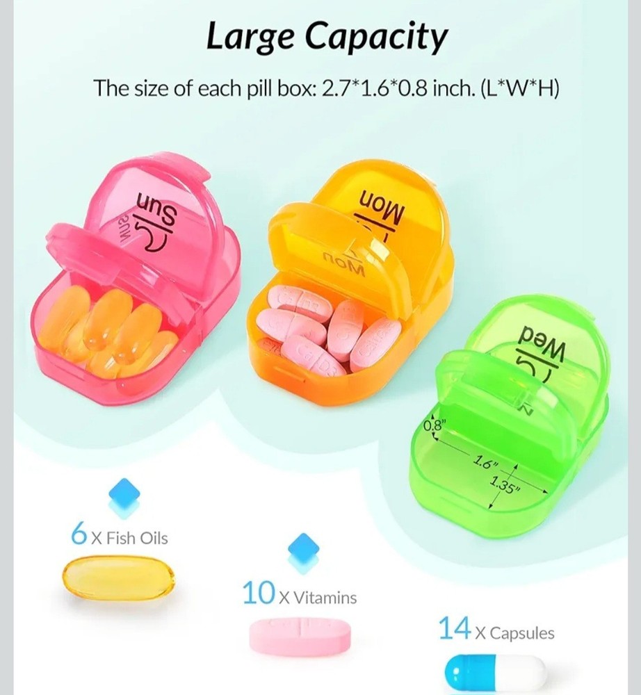 Multicolor 7 Day Am/pm Pill Case Organizer