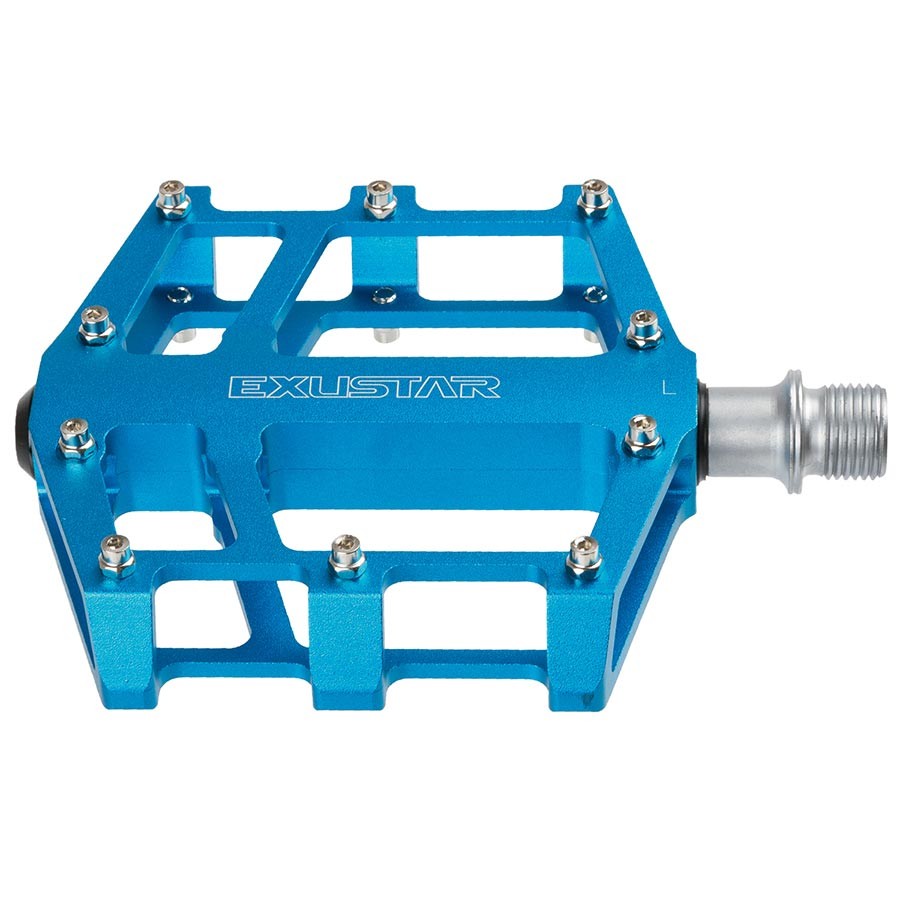 Exustar E-PB525 Aluminum Flat Pedals with CNC Cr-Mo Spindle & Replaceable Pins