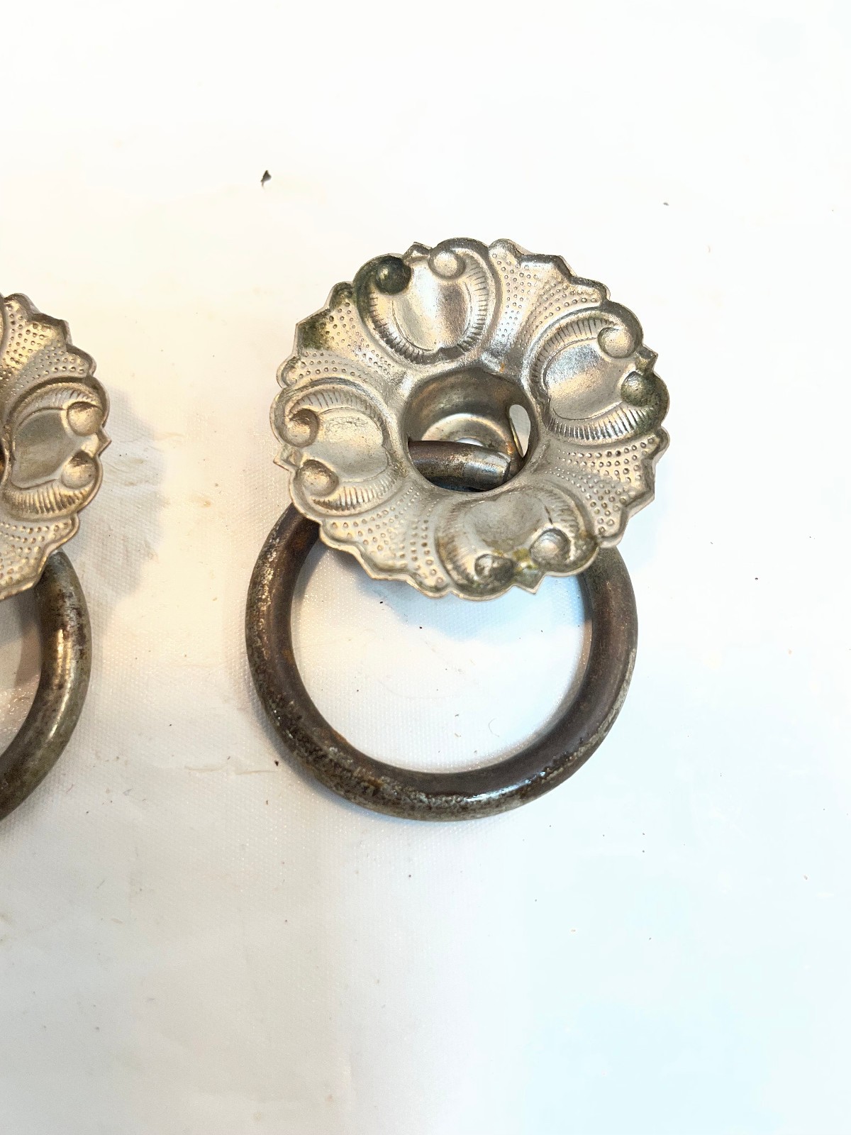 Antique Ornate Metal Victorian Antique Drawer Pulls Cabinet Handles - Lot of 3