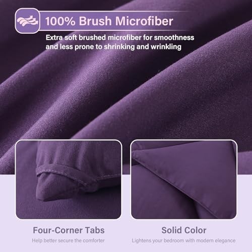 Bed in a Bag Comforter Sets 7pcs All Season Solid Down Alternative Full Purple